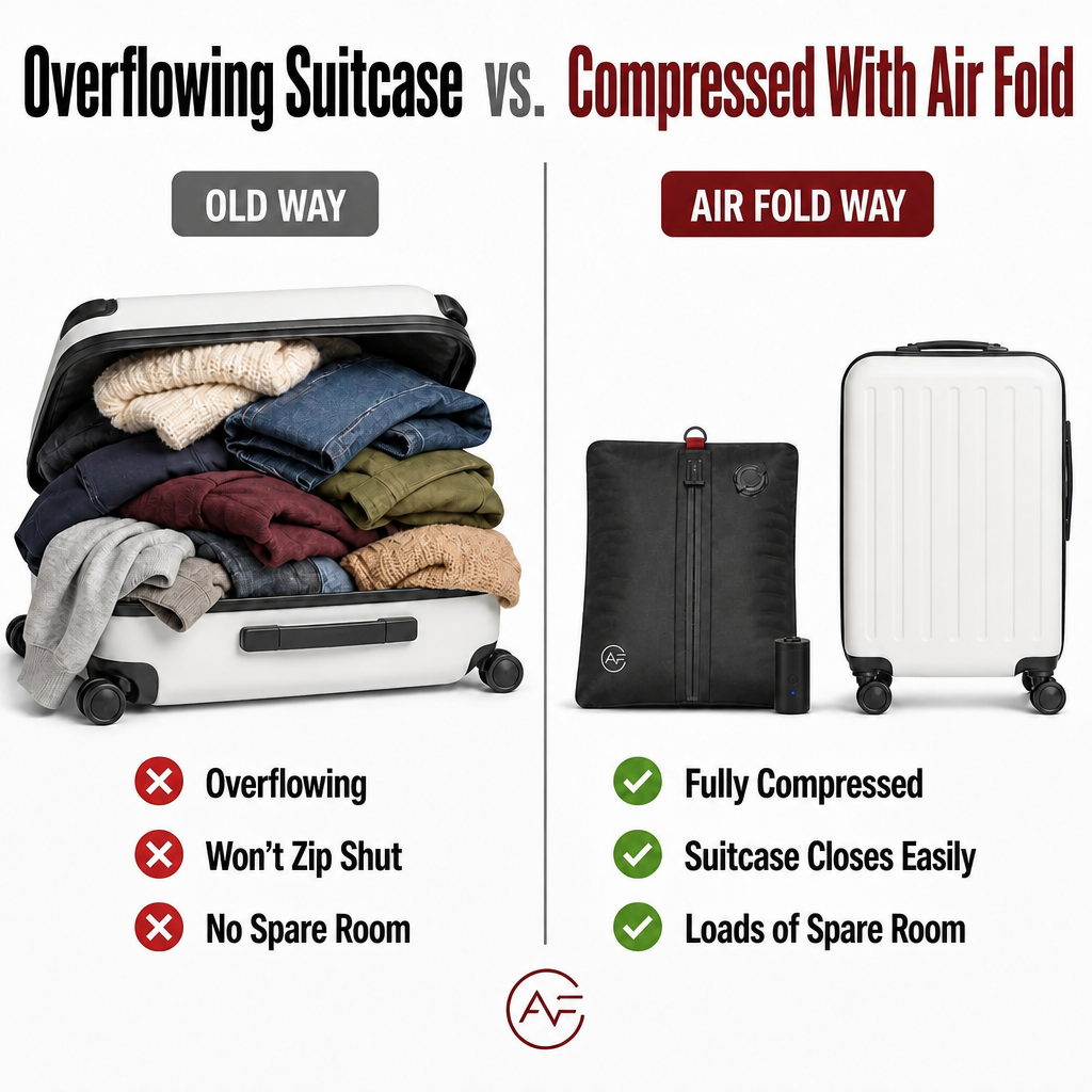 Air Fold™ Pack More. Check Less. Skip the Extra Baggage Fees.